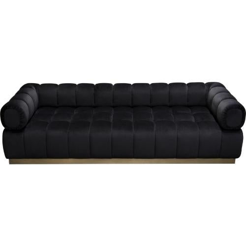 Image Low Profile Sofa in Black Velvet w/ Brushed Gold Base