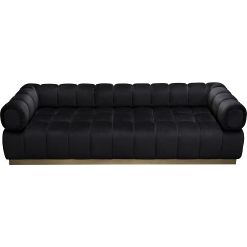 Image Low Profile Sofa in Black Velvet w/ Brushed Gold Base