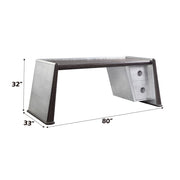 Brancaster - Executive Writing Desk - Distress Chocolate Top Grain Leather & Aluminum - R&R Furniture Gallery (Fountain Valley, CA)