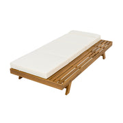 Acacia Wood Lounge Chaise Set With Headrest And Water Resistant Cushions - Beige - R&R Furniture Gallery (Fountain Valley, CA)