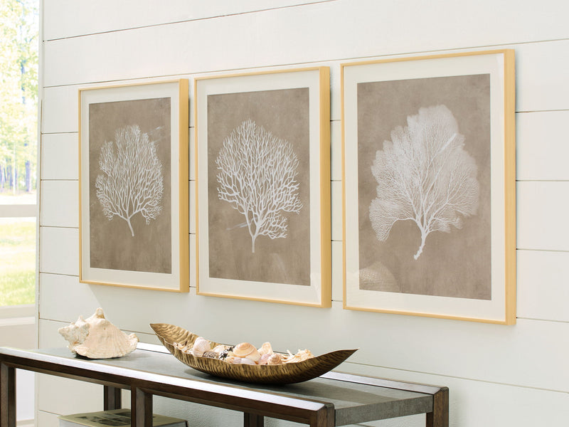 Hendridge - Wall Art Set (Set of 3) - Taupe / White - R&R Furniture Gallery (Fountain Valley, CA)