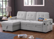 Ashlyn II - 84"W Woven Fabric Reversible Sleeper Sectional Sofa with Storage Chaise - R&R Furniture Gallery (Fountain Valley, CA)