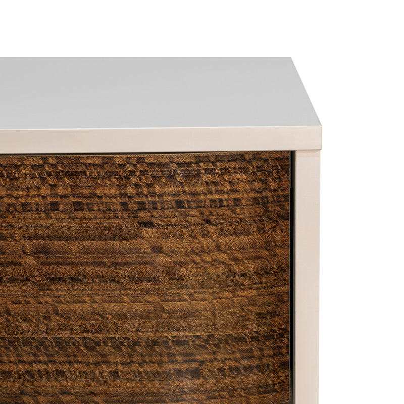 Michael Amini Pavira accent nightstand with a sleek wood finish and elegant design, ideal for modern bedroom decor.