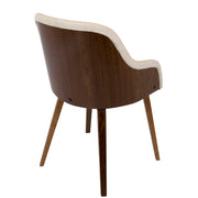 Lumi Source Bacci mid-century modern arm dining chair with wooden legs and upholstered seat, stylish and comfortable for dining rooms.