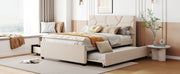 Upholstered Platform Bed With Brick Pattern Headboard And Twin Long Size Trundle - R&R Furniture Gallery (Fountain Valley, CA)