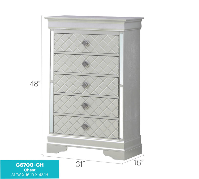 Glory Furniture Verona accent chest with wooden finish, featuring multiple drawers and decorative hardware for stylish storage.