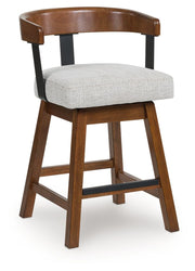 Ralene - Upholstered Swivel Barstool (Set of 2) - Medium Brown - R&R Furniture Gallery (Fountain Valley, CA)