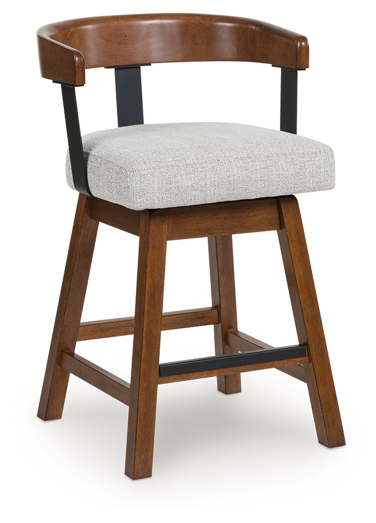 Ralene - Upholstered Swivel Barstool (Set of 2) - Medium Brown - R&R Furniture Gallery (Fountain Valley, CA)