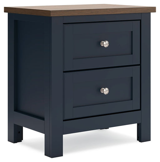 Landocken - Two Drawer Night Stand - Brown / Blue - R&R Furniture Gallery (Fountain Valley, CA)