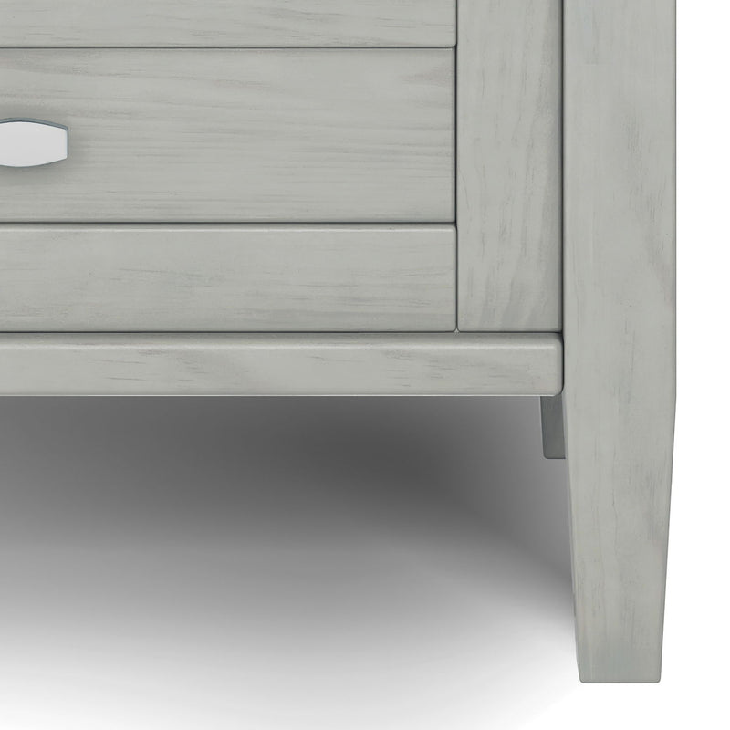 Handcrafted Warm Shaker coffee table by Simpli-Home featuring a wooden finish and sturdy design for living room decor.