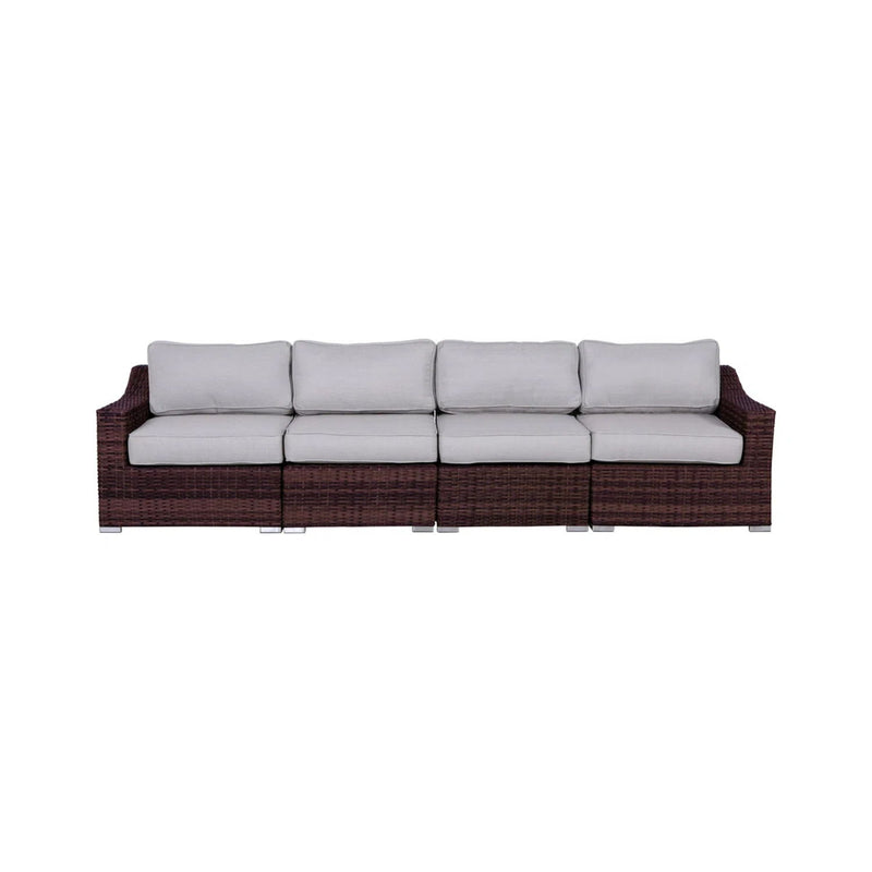 Contemporary Outdoor Rattan Wicker Sectional Seating Group With Cushions - R&R Furniture Gallery (Fountain Valley, CA)