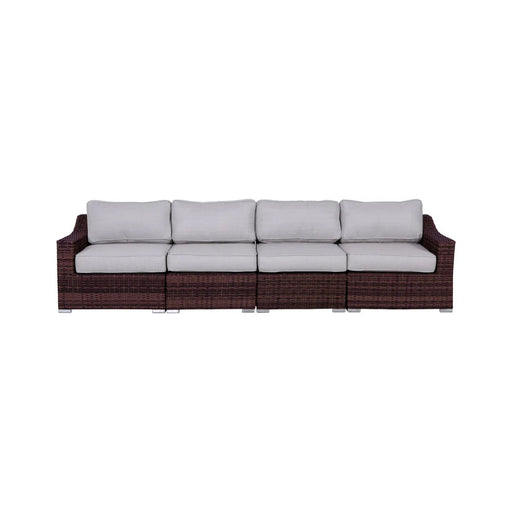 Contemporary Outdoor Rattan Wicker Sectional Seating Group With Cushions - R&R Furniture Gallery (Fountain Valley, CA)