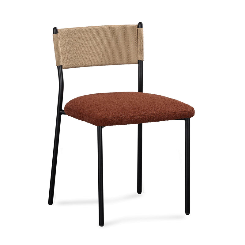 Set of two Celine boucle dining chairs by TOV Furniture with stylish upholstered seats and modern design.