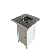 Powdercoated fire pit with a matching top from LSI Patio Furniture, featuring a sturdy metal design for outdoor warmth and ambiance.