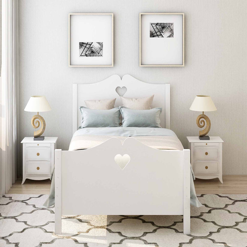 DreamHaus platform bed with slat support, featuring a headboard and footboard, shown in a modern bedroom setting.