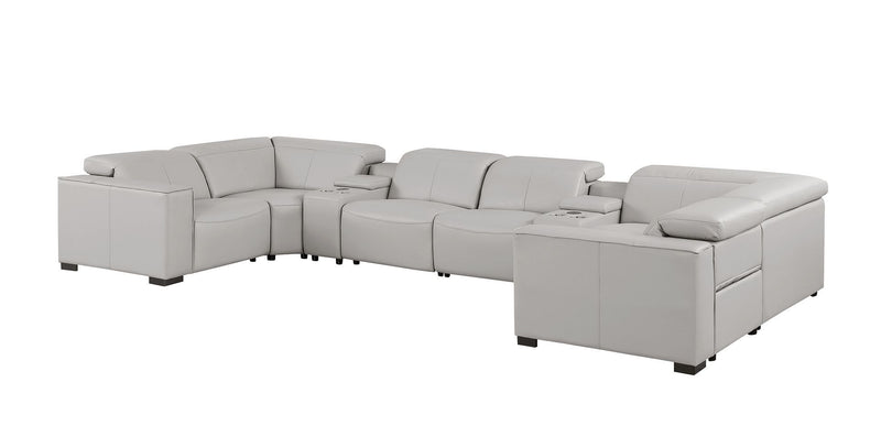 1208 - 8 Piece Modular Leather Sectional With 2 Power Recliners & Power Headrests