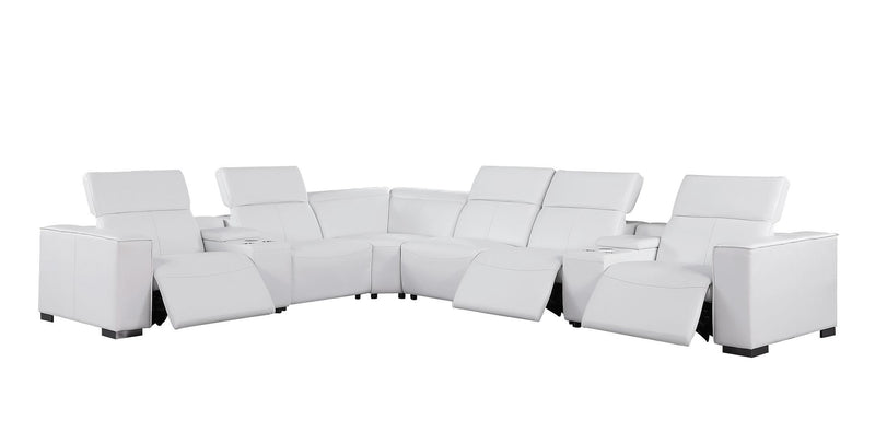 1208 - 8 Piece L Shaped Leather Sectional With 3 Power Recliners & Power Headrests