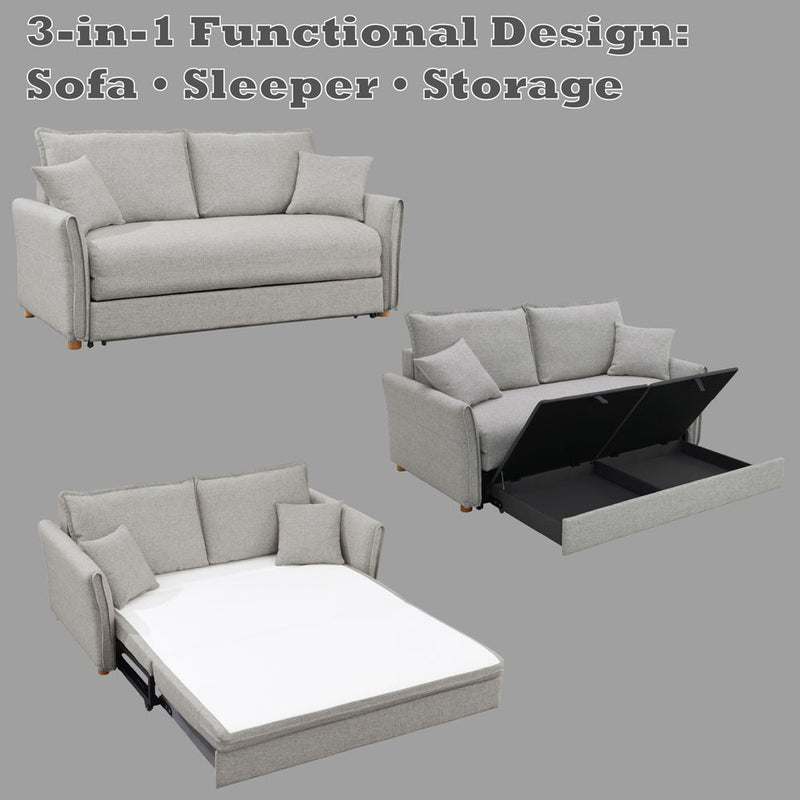 Oran - Sofa With Sleeper - Gray Chenille - R&R Furniture Gallery (Fountain Valley, CA)