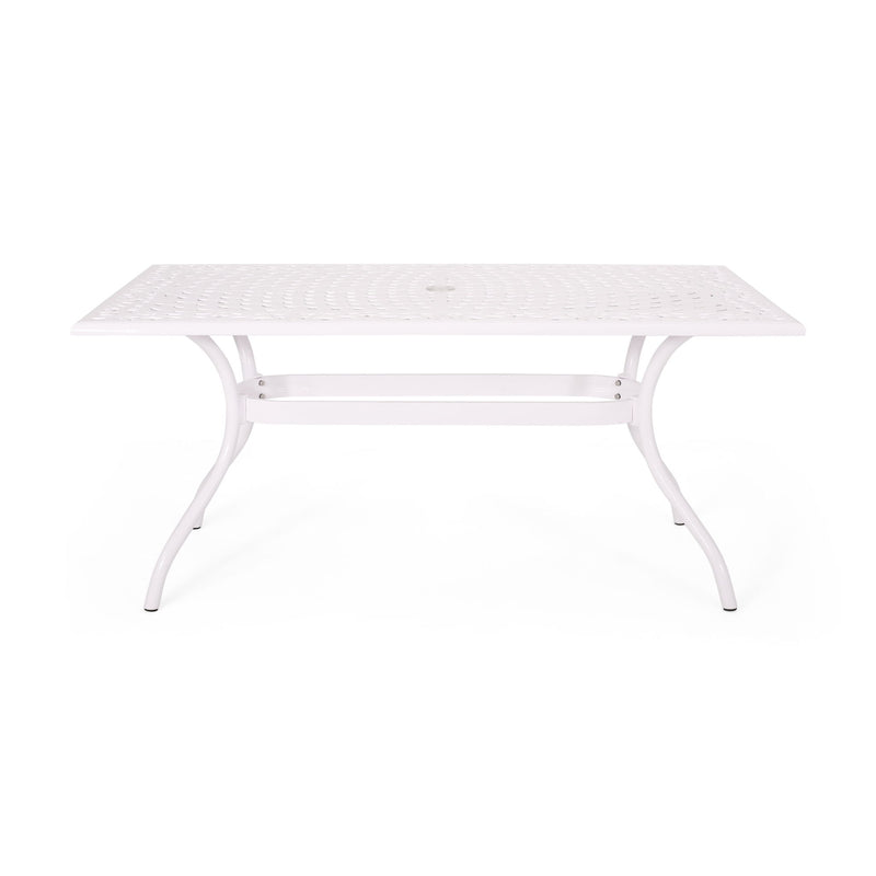 Celestine - Outdoor Cast Aluminum Dining Table With Floral Lattice Design And Umbrella Holder - R&R Furniture Gallery (Fountain Valley, CA)
