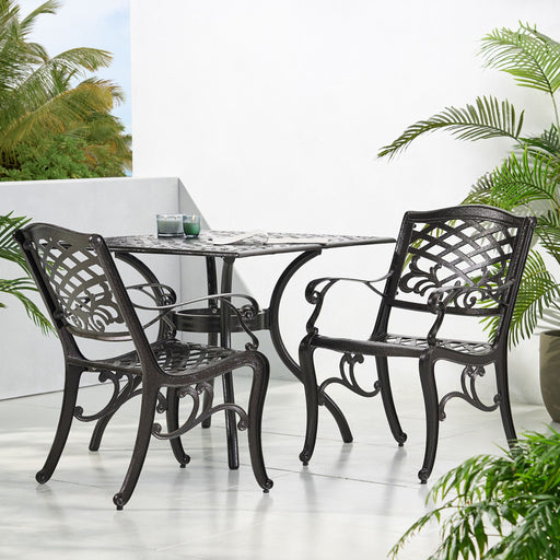 Luminea - Outdoor Aluminum Dining Chair With Scroll Design, Lattice Pattern And Cabriole Legs - Bronze - R&R Furniture Gallery (Fountain Valley, CA)