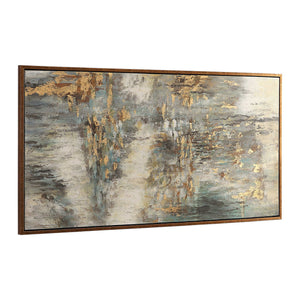 Beige abstract canvas art titled "Behind The Falls" by Uttermost, featuring flowing, textured brushstrokes on a neutral background.