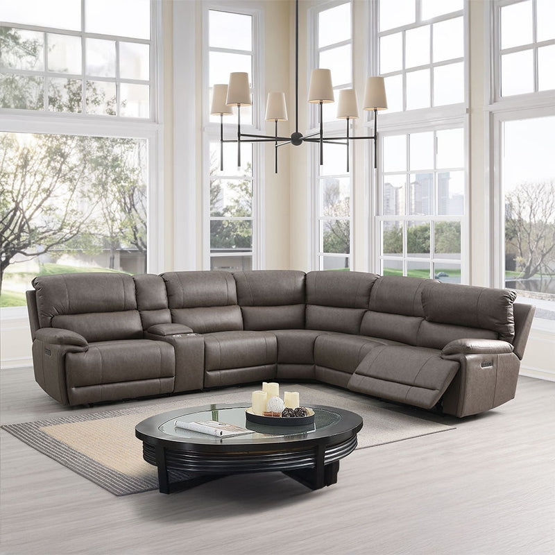 Kantu - Motion Sectional Sofa - Brown Synthetic Leather - R&R Furniture Gallery (Fountain Valley, CA)