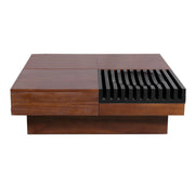 Italian Retro Inspired Acacia Wood Storage Coffee Table - Brown / Black - R&R Furniture Gallery (Fountain Valley, CA)