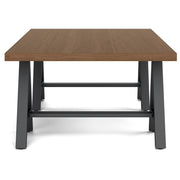 Handcrafted solid wood sawhorse coffee table by Simpli-Home with a sturdy, rustic design and natural wood finish.