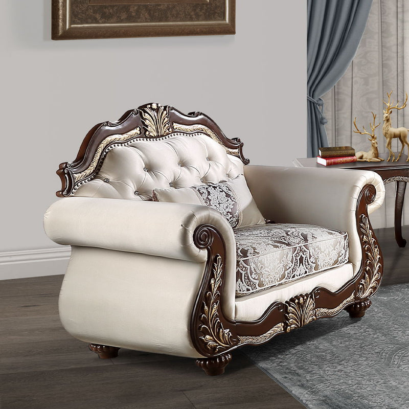 Pierce - Chair With Pillow - Beige Fabric & Cherry - R&R Furniture Gallery (Fountain Valley, CA)