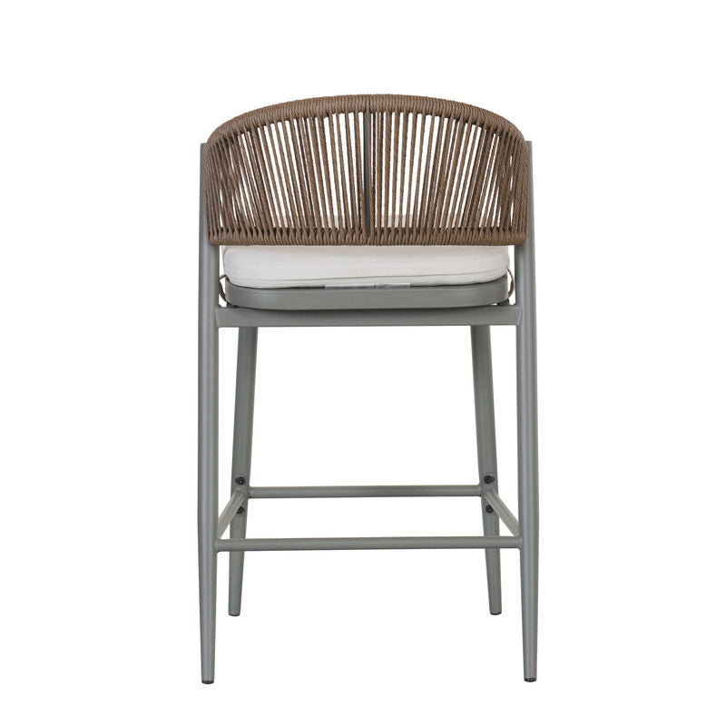 Outdoor 26" Counter Height Metal Frame Counter Stools With Scallop Shaped Backrest & Water Resistant Cushions - R&R Furniture Gallery (Fountain Valley, CA)