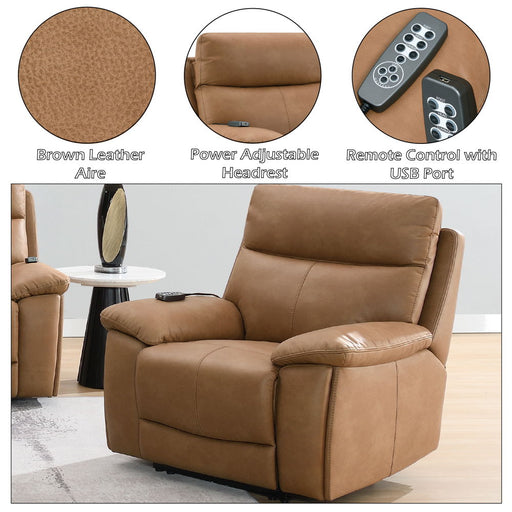Chavis - Power Motion Recliner With USB & Power Headrest - Brown - R&R Furniture Gallery (Fountain Valley, CA)
