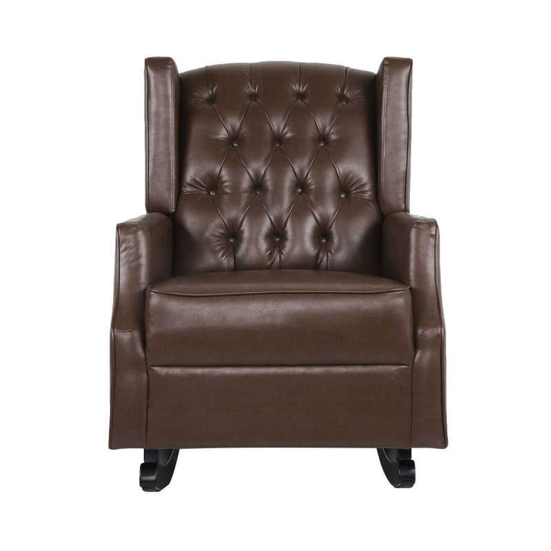 Amedou - Contemporary Tufted Wingback Rocking Chair - Dark Brown - R&R Furniture Gallery (Fountain Valley, CA)