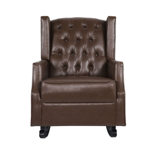 Amedou - Contemporary Tufted Wingback Rocking Chair - Dark Brown - R&R Furniture Gallery (Fountain Valley, CA)