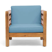 Outdoor Acacia Wood Patio Chair With Fabric Cushion - R&R Furniture Gallery (Fountain Valley, CA)