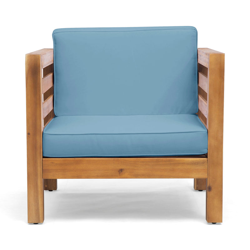 Outdoor Acacia Wood Patio Chair With Fabric Cushion - R&R Furniture Gallery (Fountain Valley, CA)