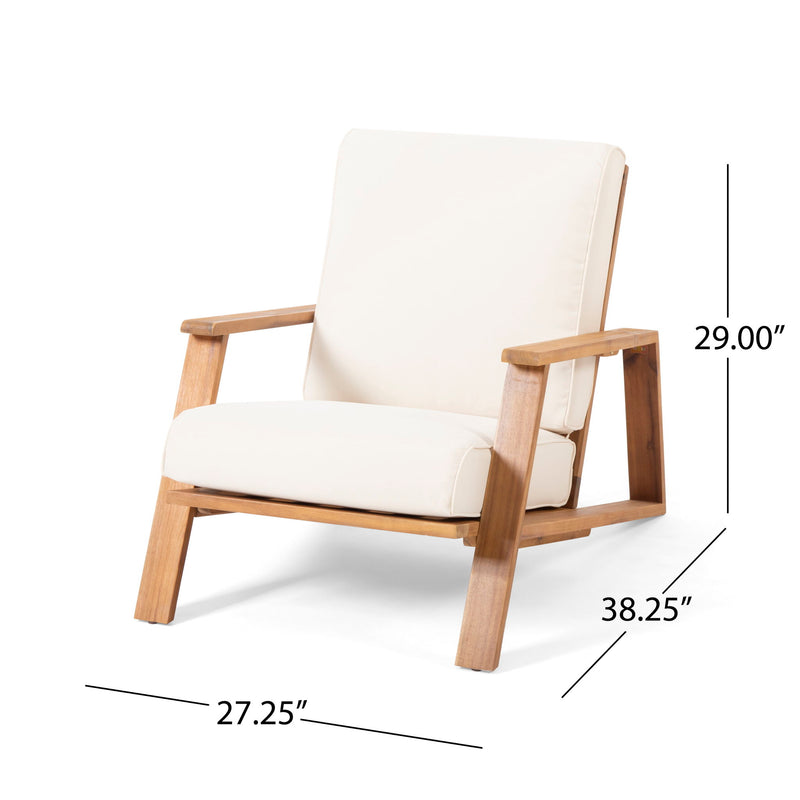 Noble House outdoor patio lounge chair with armrest and cushioned seating, perfect for outdoor relaxation and entertaining.
