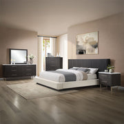 Clayten - Eastern King Bed - Beige Linen & Espresso - R&R Furniture Gallery (Fountain Valley, CA)
