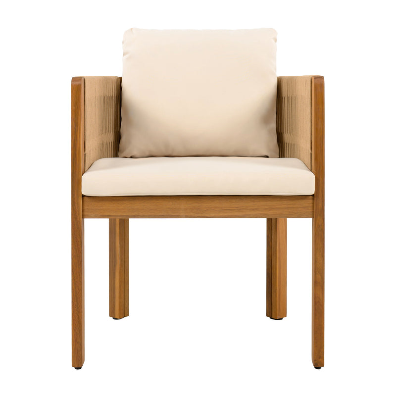 7 Piece Outdoor Dining Set With Table And Chairs - Beige / Brown