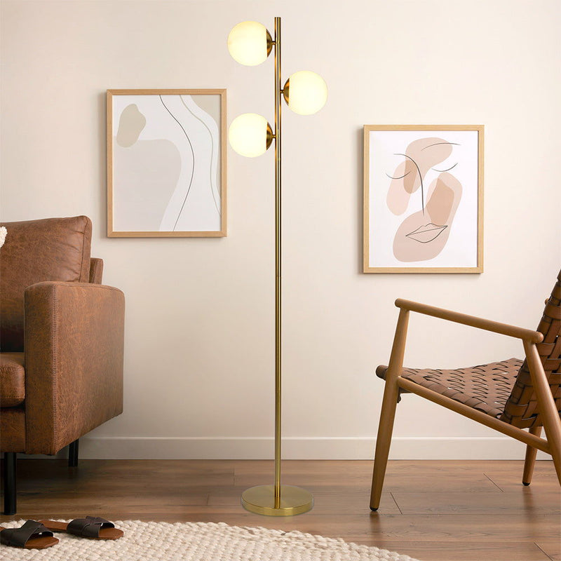 Brilliance - Modern Floor Lamp, Opal Shades And Round Base - Clear / Gold - R&R Furniture Gallery (Fountain Valley, CA)