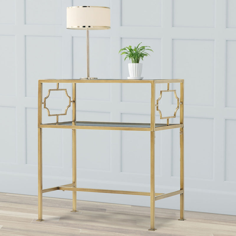 Grifton - Rectangular Glass Accent Table - Antique Gold - R&R Furniture Gallery (Fountain Valley, CA)