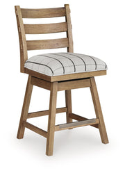 Ridgester - Upholstered Swivel Barstool (Set of 2) - Light Brown - R&R Furniture Gallery (Fountain Valley, CA)