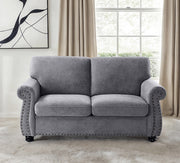 Soft Loveseat, Upholstered 2 Seater Couch, Loose Back Cushions And Turned Legs - R&R Furniture Gallery (Fountain Valley, CA)