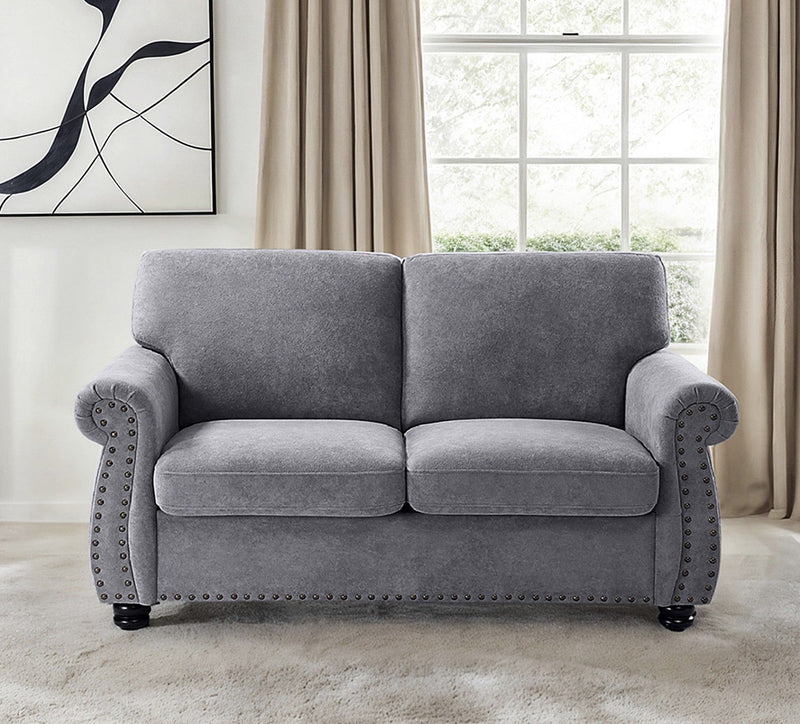 Soft Loveseat, Upholstered 2 Seater Couch, Loose Back Cushions And Turned Legs - R&R Furniture Gallery (Fountain Valley, CA)