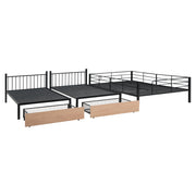 Triple Bunk Bed With Drawers, Multi-Functional Frame With Desks And Shelves In The Middle - R&R Furniture Gallery (Fountain Valley, CA)