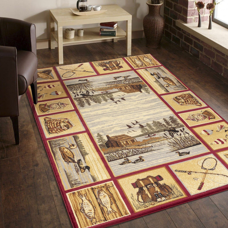 Nature's Nest - 5'3" X 7'3" Lodge Area Rug - Red - R&R Furniture Gallery (Fountain Valley, CA)