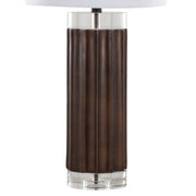 Cylinder - Fluted Contemporary Table Lamp (Set of 2) - Brown / Clear / White - R&R Furniture Gallery (Fountain Valley, CA)