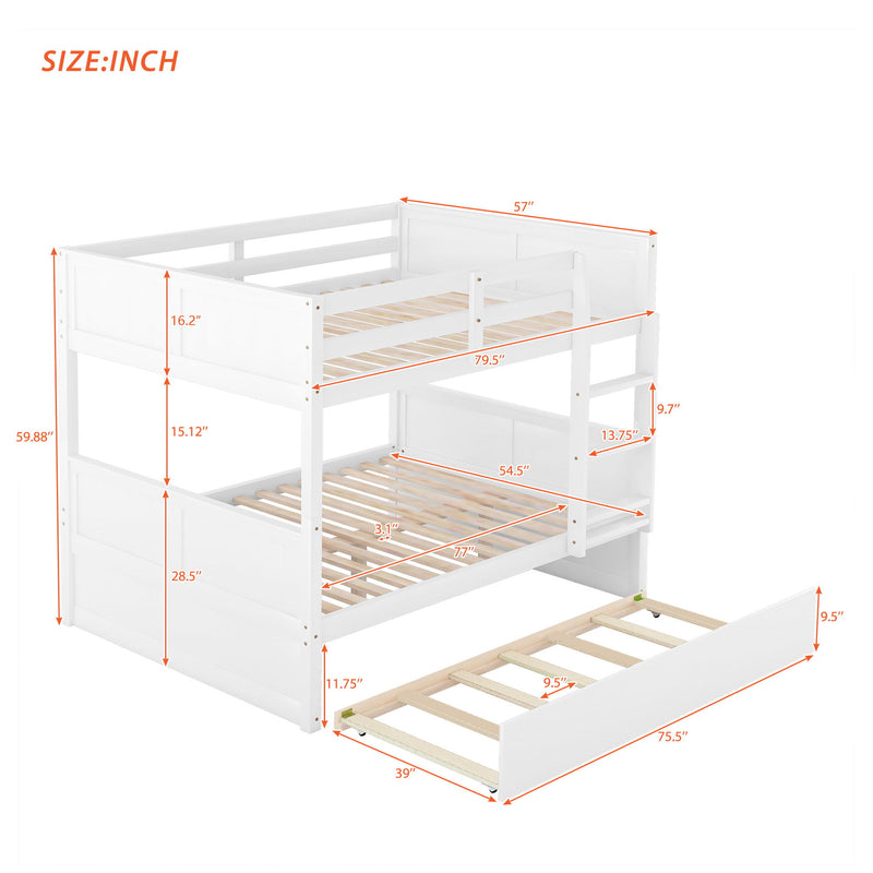 DreamHaus bunk bed with twin size trundle, featuring sturdy wooden frame and space-saving design for kids' bedroom.