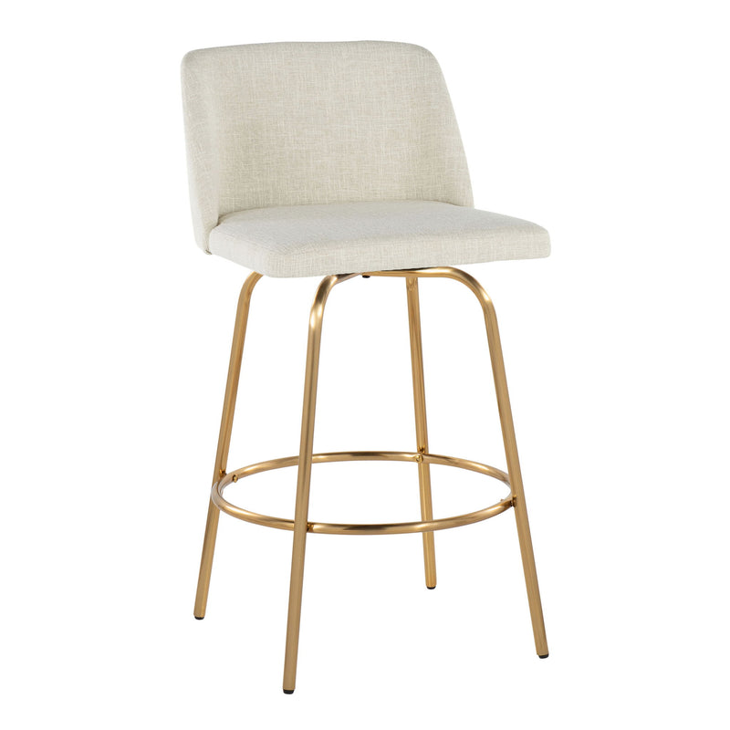 Toriano - Contemporary, Fixed Height Counter Stool With Swivel With Round Footrest (Set of 2) - R&R Furniture Gallery (Fountain Valley, CA)