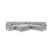 Classic Home Caplan 6-piece modular sectional with ottoman, 2-piece living room set featuring plush cushions and modern design.