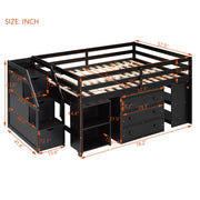 Loft Bed With Retractable Writing Desk And 3 Drawers With Storage Stairs And Shelves - R&R Furniture Gallery (Fountain Valley, CA)